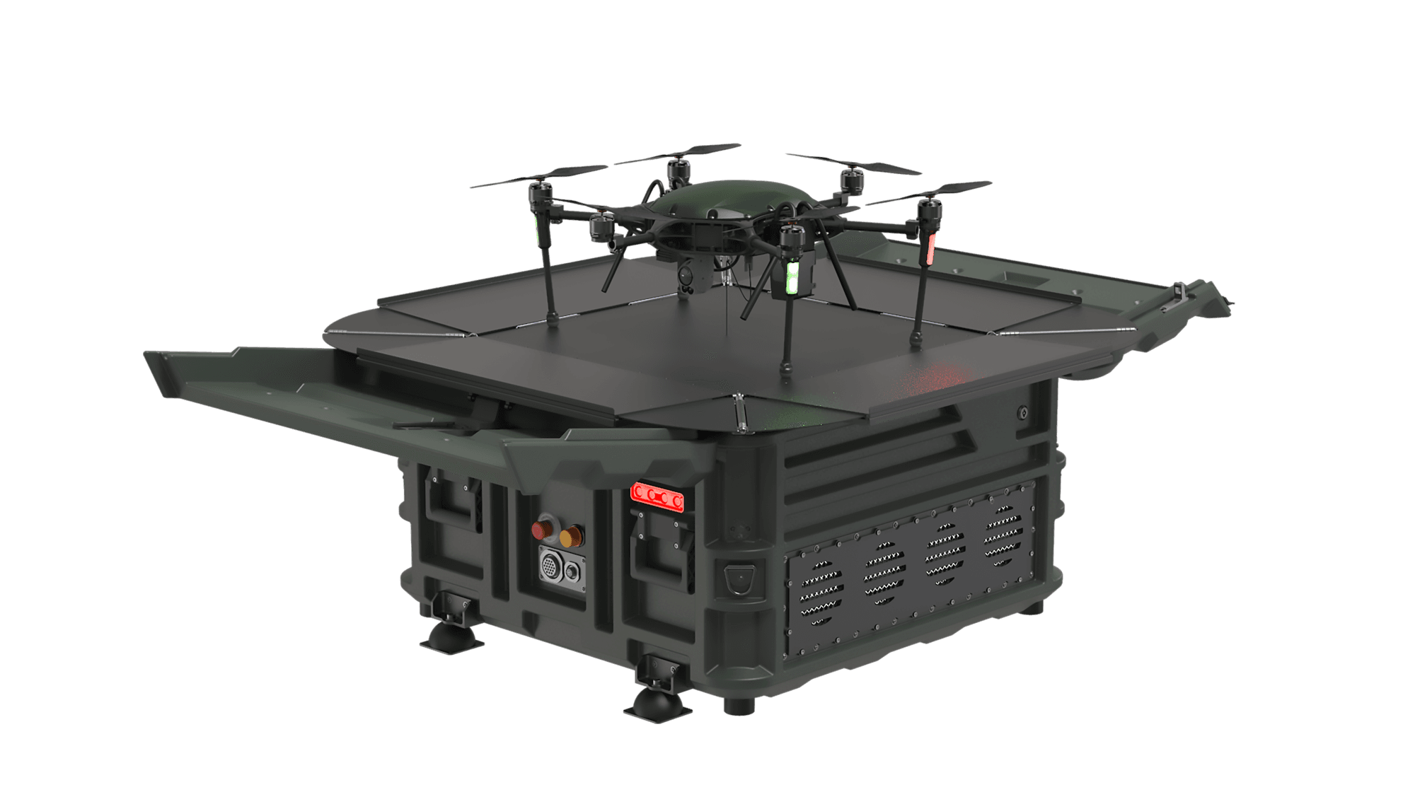 EZ Mobile with the drone in tethered flight